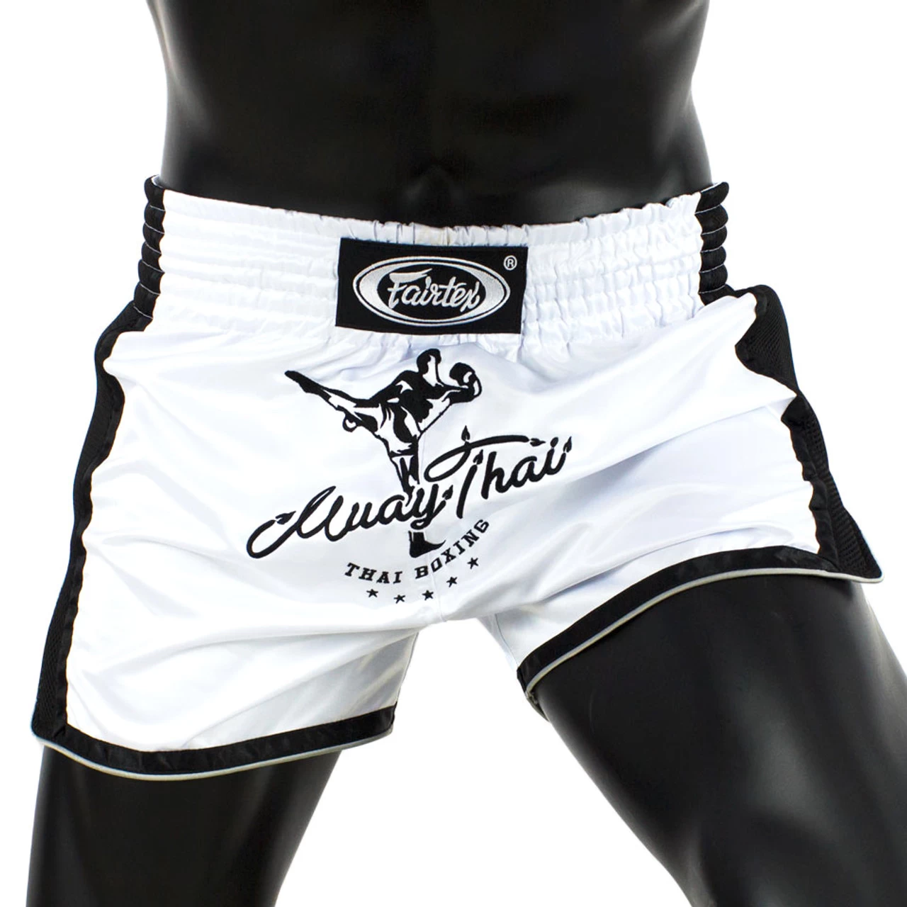 Fairtex White Slim Cut Muay Thai Shorts 1 Fairtex White Slim Cut Muay Thai Shorts