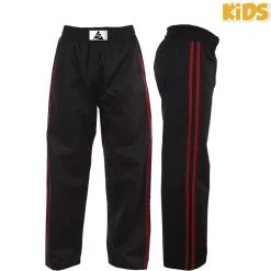 Spirit Black With Red Stripe Kids Kickboxing Trousers