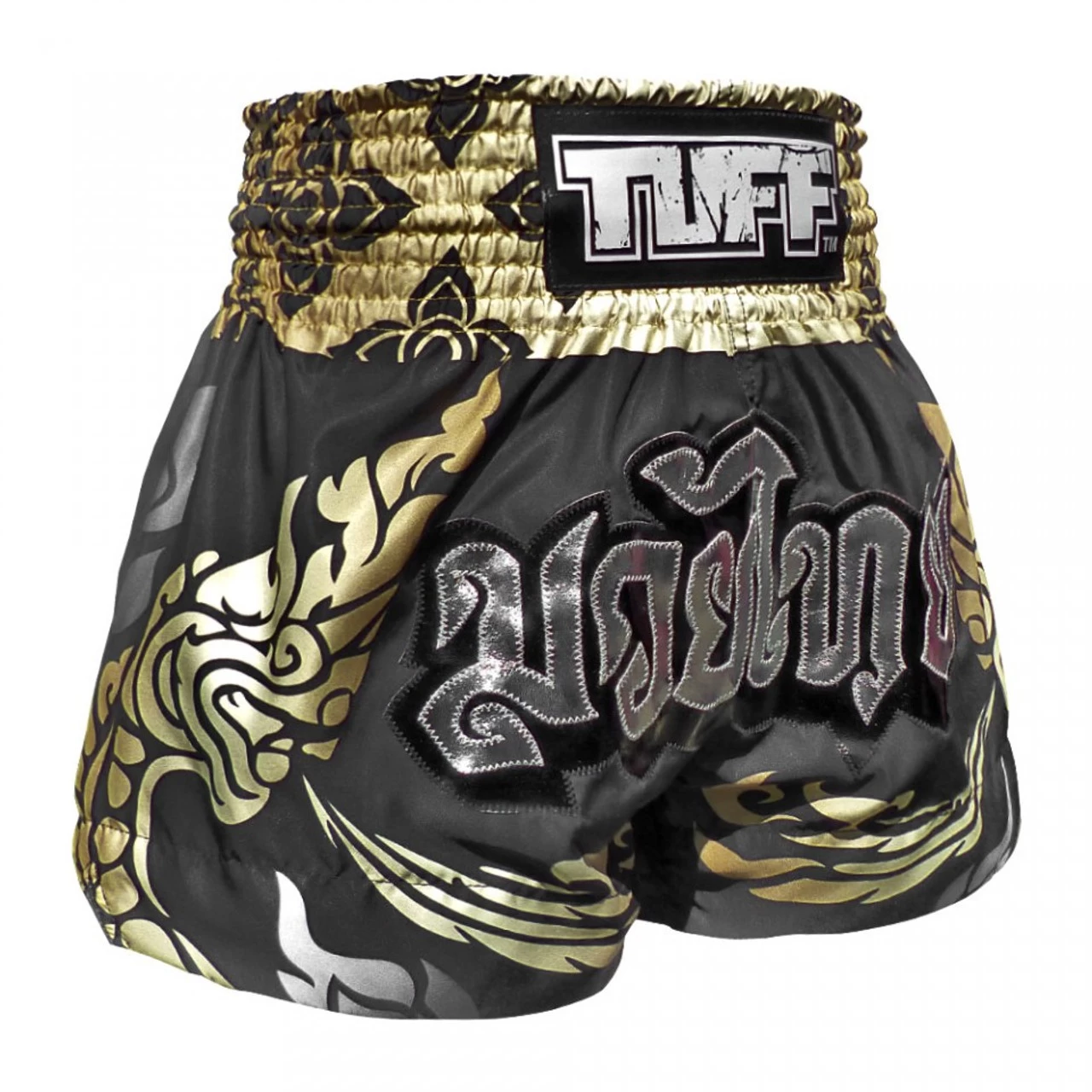 TUFF Muay Thai Shorts Thai King Of Naga Black 2 TUFF Muay Thai Shorts Thai King Of Naga Black - Image 2