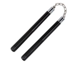 Black Wood Engraved Ball Bearing Nunchaku 12"