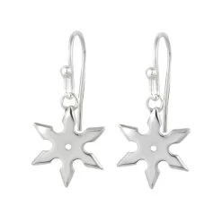 Sterling Silver Ninja Star Earrings