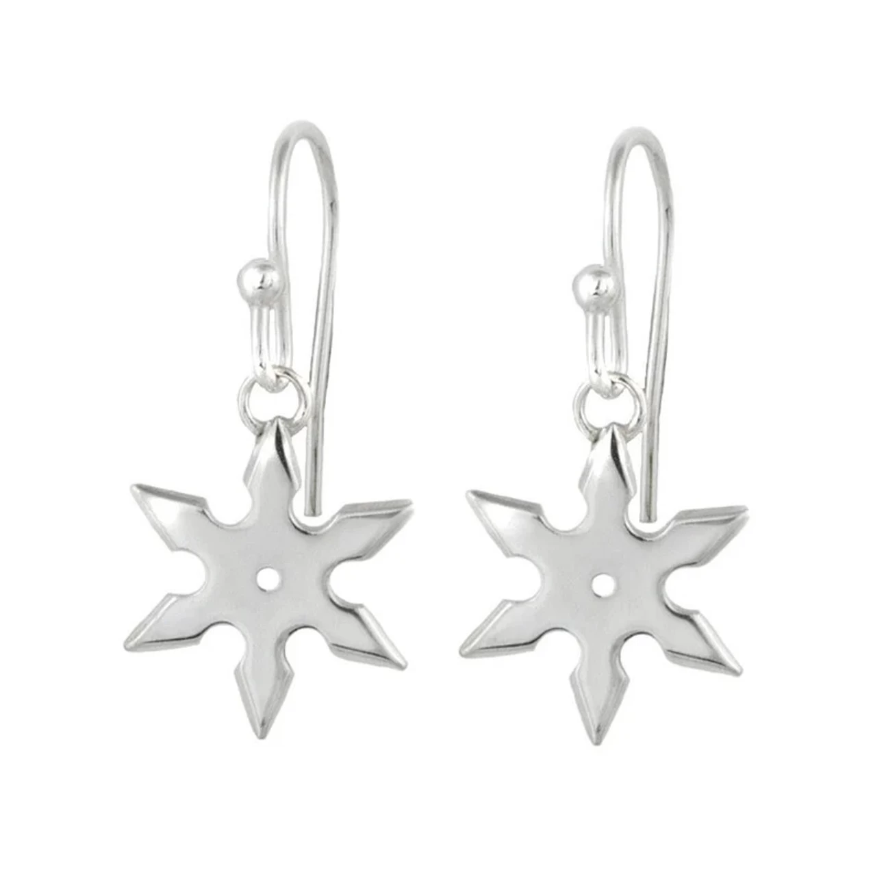 Sterling Silver Ninja Star Earrings 1 Sterling Silver Ninja Star Earrings