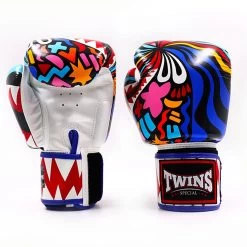 Twins Abstract Boxing Gloves White Blue