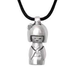 Kokeshi Doll Pendant With Leather Cord