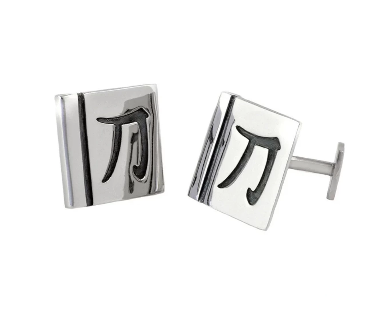Sterling Silver Katana Kanji Cufflinks 1 Sterling Silver Katana Kanji Cufflinks
