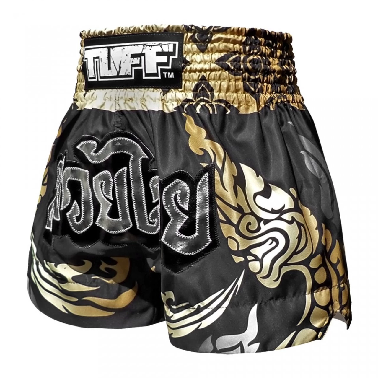 TUFF Muay Thai Shorts Thai King Of Naga Black 4 TUFF Muay Thai Shorts Thai King Of Naga Black - Image 4