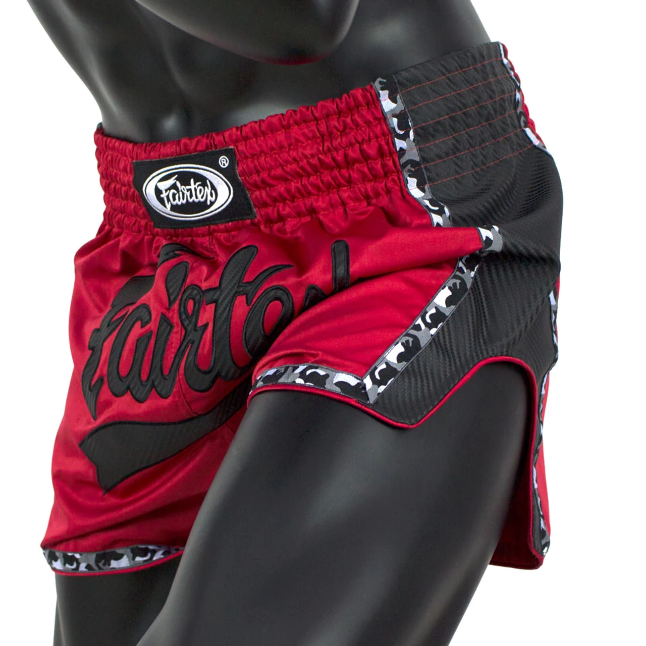 Fairtex Red Black Slim Cut Muay Thai Shorts 2 Fairtex Red Black Slim Cut Muay Thai Shorts - Image 2